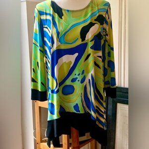 EVA VARRO TUNIC BLUE GREEN BLACK SIZE LARGE